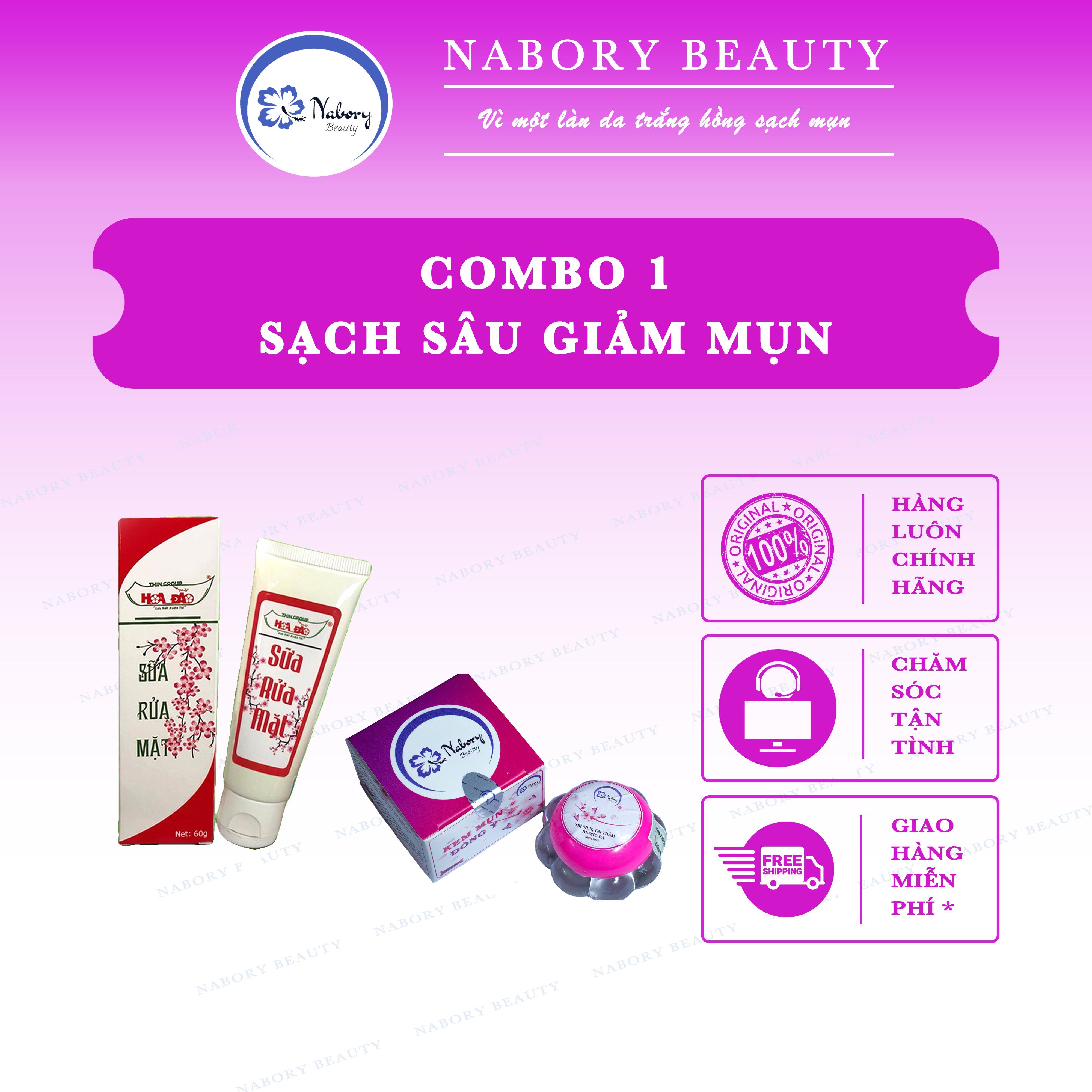 Combo Kem Sạch Mụn Đông Y và Sữa Rửa Mặt tặng mặt nạ xịn xò