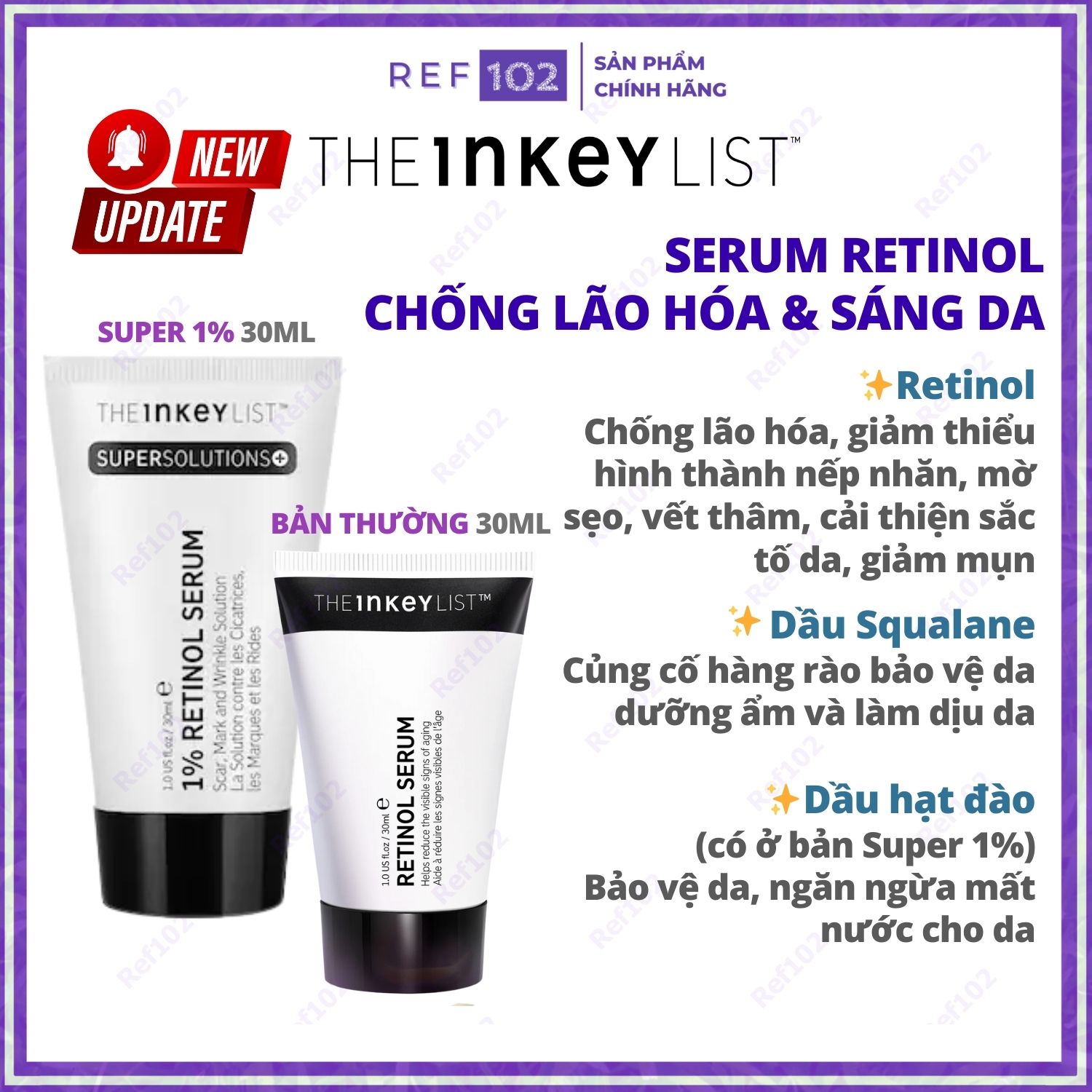 Serum The Inkey List Retinol chống lão hóa giảm mụn đều màu da 30ml [Bill Mỹ] Ref102