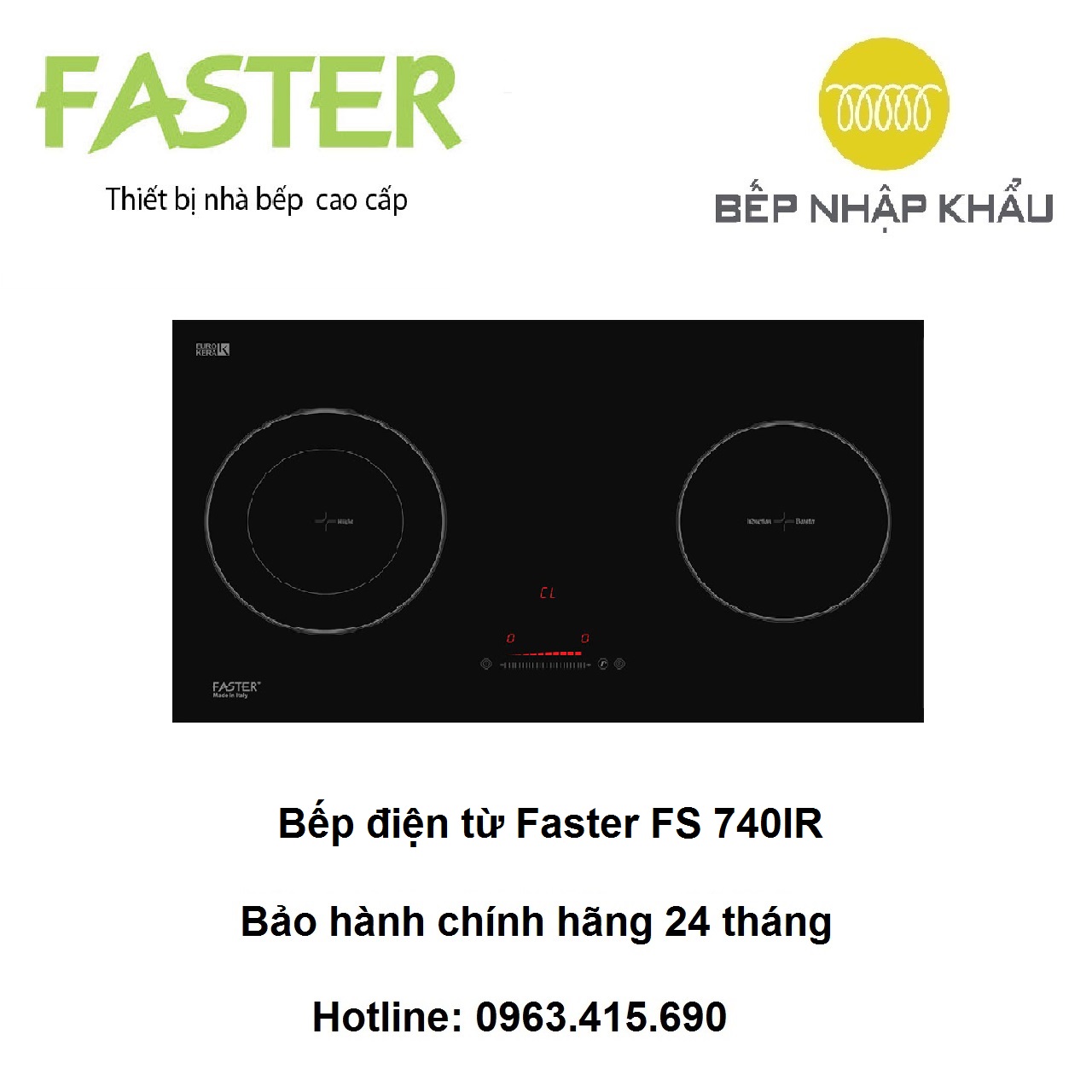 Bếp điện từ Faster FS 740IR, thiết kế đẹp mắt, tinh tế, nhiều tính năng thông minh, giúp nâng cao hiệu quả nấu nướng, tiết kiệm điện năng
