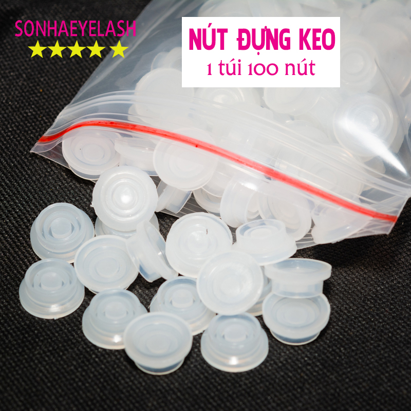Nút đựng keo nối mi, 1 bịch 100 nút, nút đổ keo