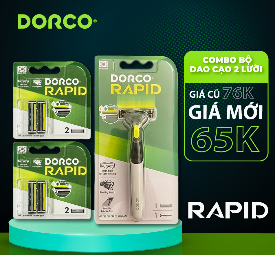 Bộ dao cạo râu và 4 đầu dao 2 lưỡi dorco rapid tna4001-b
