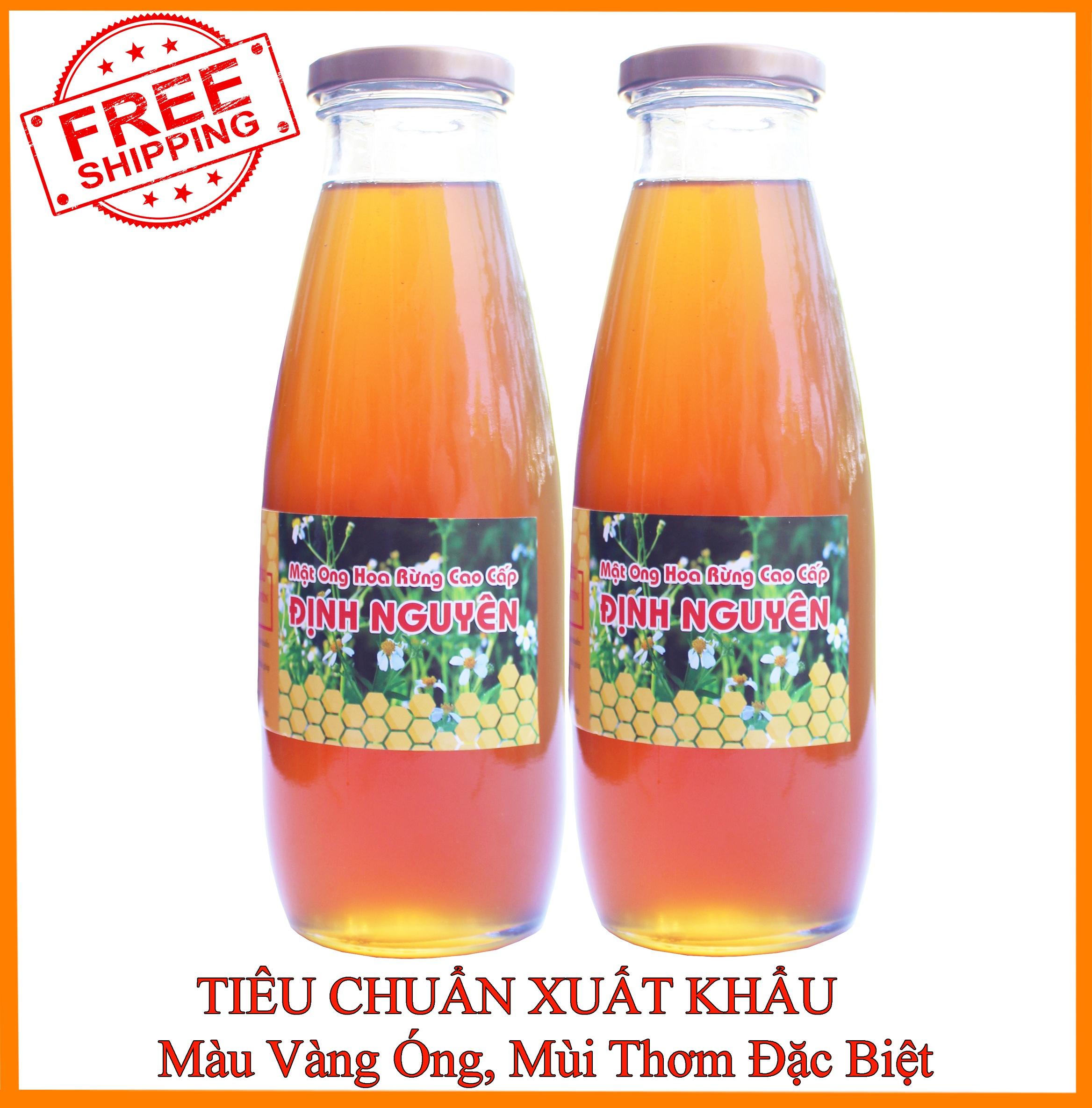 Mật ong hoa rừng cao cấp 2 hũ thủy tinh 840gr Định Nguyên (mỗi hũ 420g) cam kết chất lượng