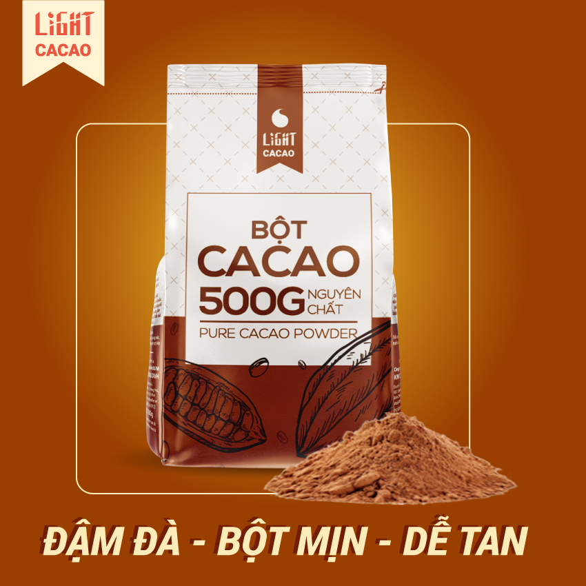 [HCM]Bột cacao nguyên chất không đường Light Cacao - gói 500gr