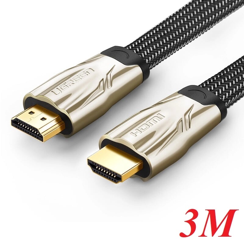 Ugreen 10253 3m màu đen cáp tín hiệu hdmi vỏ bọc lưới cao cấp cáp dẹt hd102