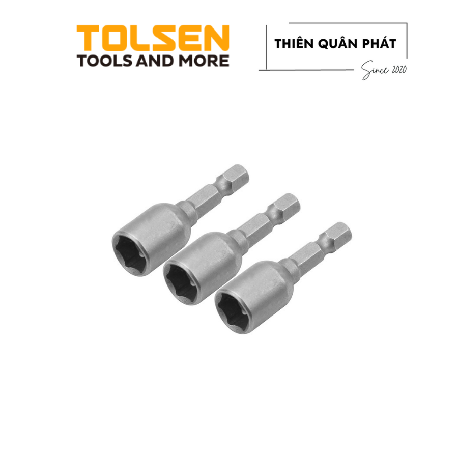Bộ 3 đầu vít bắn tôn có từ 8mm Tolsen 77823 làm từ thép 40Cr độ cứng cao với từ tính mạnh mẽ
