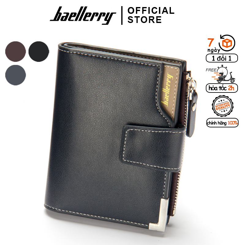 Baellerry men s premium leather short wallet with multiple pockets handy
