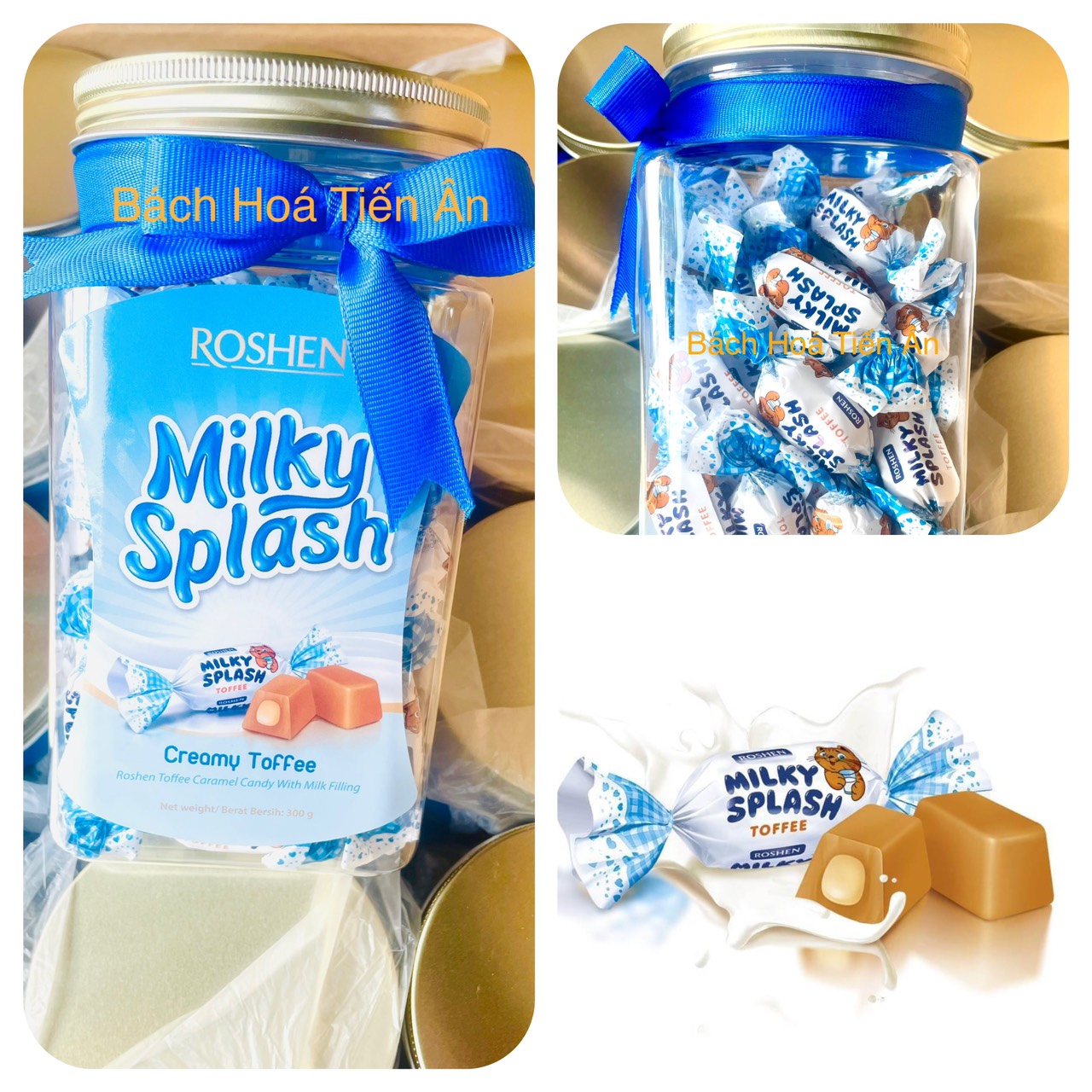 Kẹo Milky Splash ROSHEN creamy toffee lọ 300g Nhập Khẩu Ucraina tết an khang