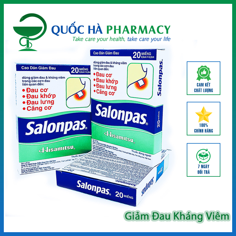 Cao dán Salonpas hỗ trợ giảm đau kháng viêm hộp 20 miếng 2 10 miếng - Quốc
