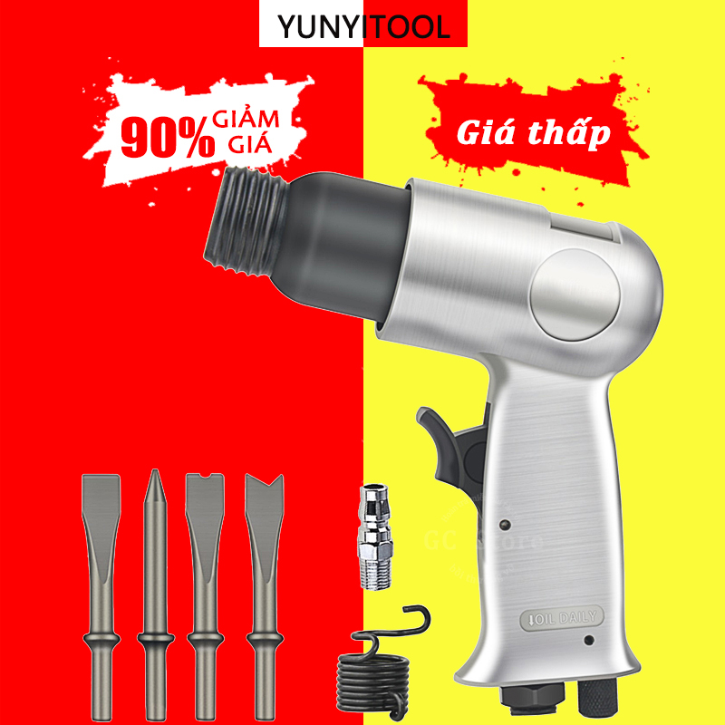 Máy đục hơi khí nén kèm 4 mũi đục hàng xịn,Súng đục rung hơi khí nén 150mm,Súng đục rung hơi khí nén,Máy đục hơi cầm tay