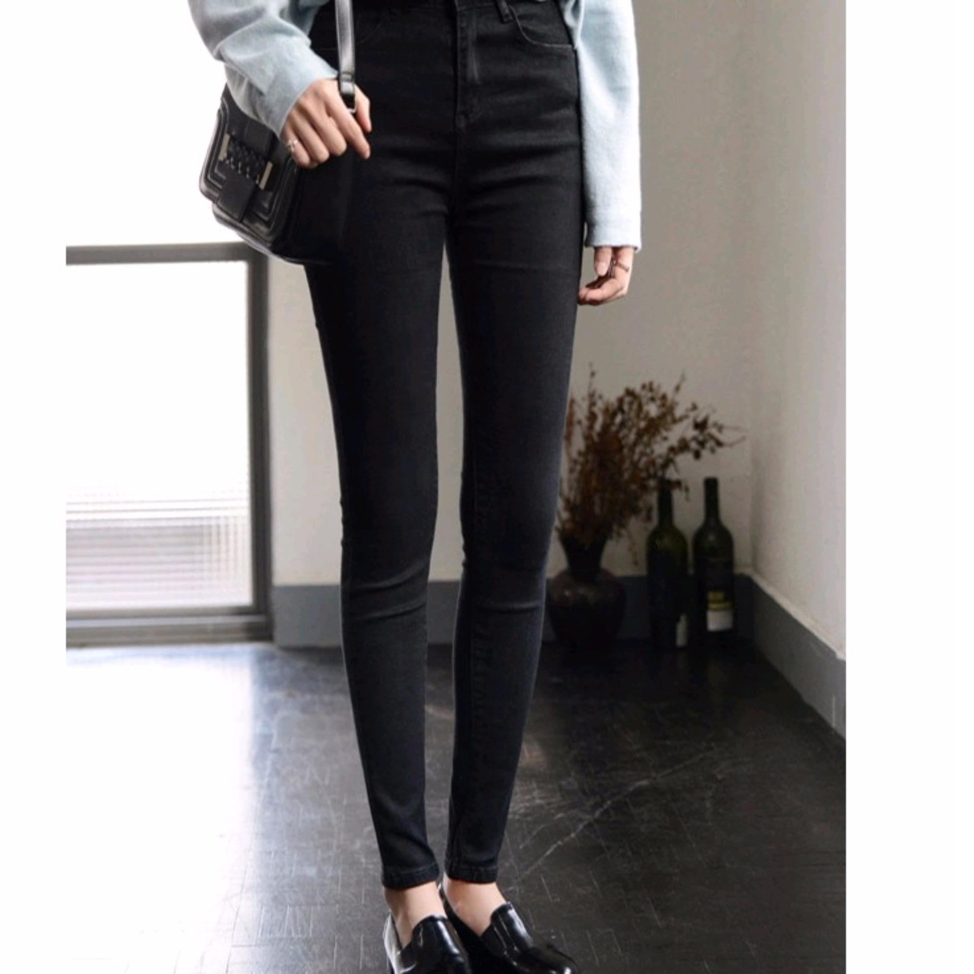 Quần Kaki Nữ Co Gĩan Lưng Cao- Đen