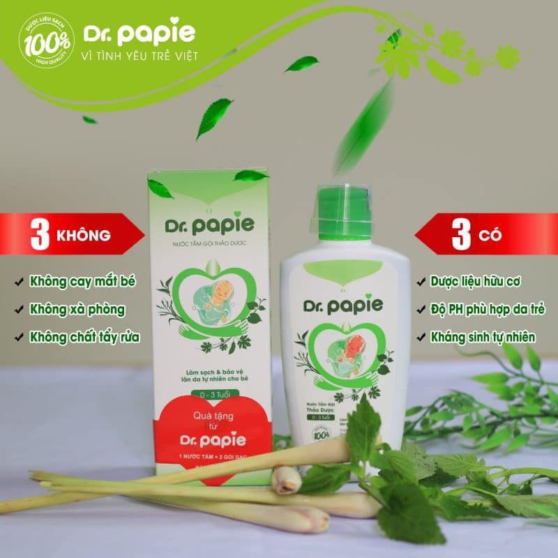 Sữa tắm gội thảo dược- nước tắm thảo dược dr.papie dung tích 230ml