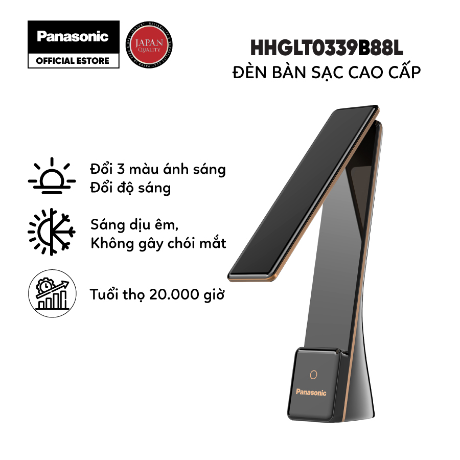 Đèn bàn học sạc pin led PANASONIC gấp gọn không dây HHGLT0339B88L