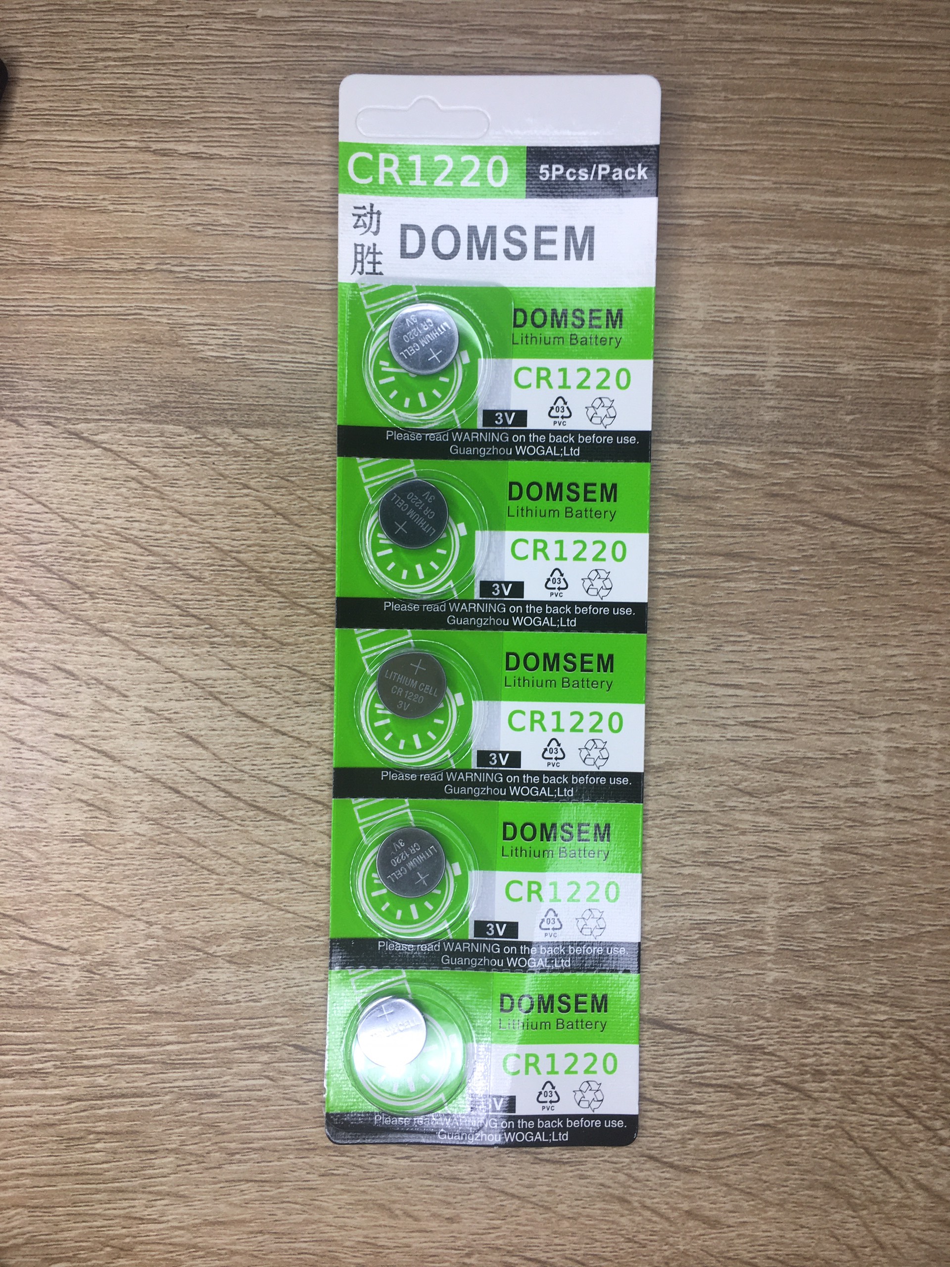Vỉ 5 viên pin domsem cr1220 1220 lithium battery 3v hong kong