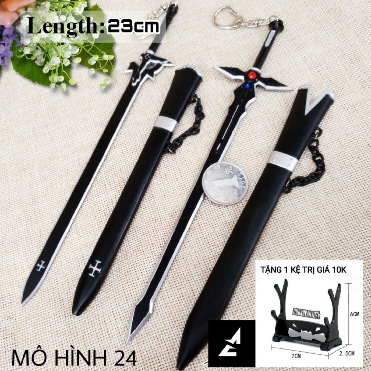 Mô hình móc khóa Kirito Sword art Online Thanh Kiếm Elucidator mạnh ƞhất trong Anime SAO