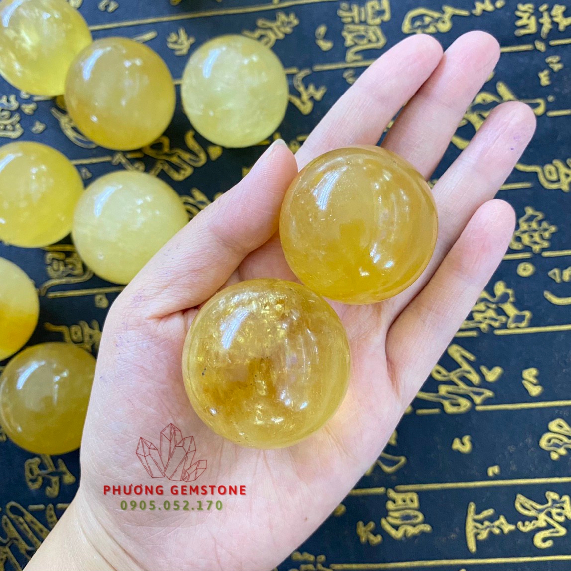 Cặp bi cầu lăn tay - Đá thạch anh - Đường kính 4cm