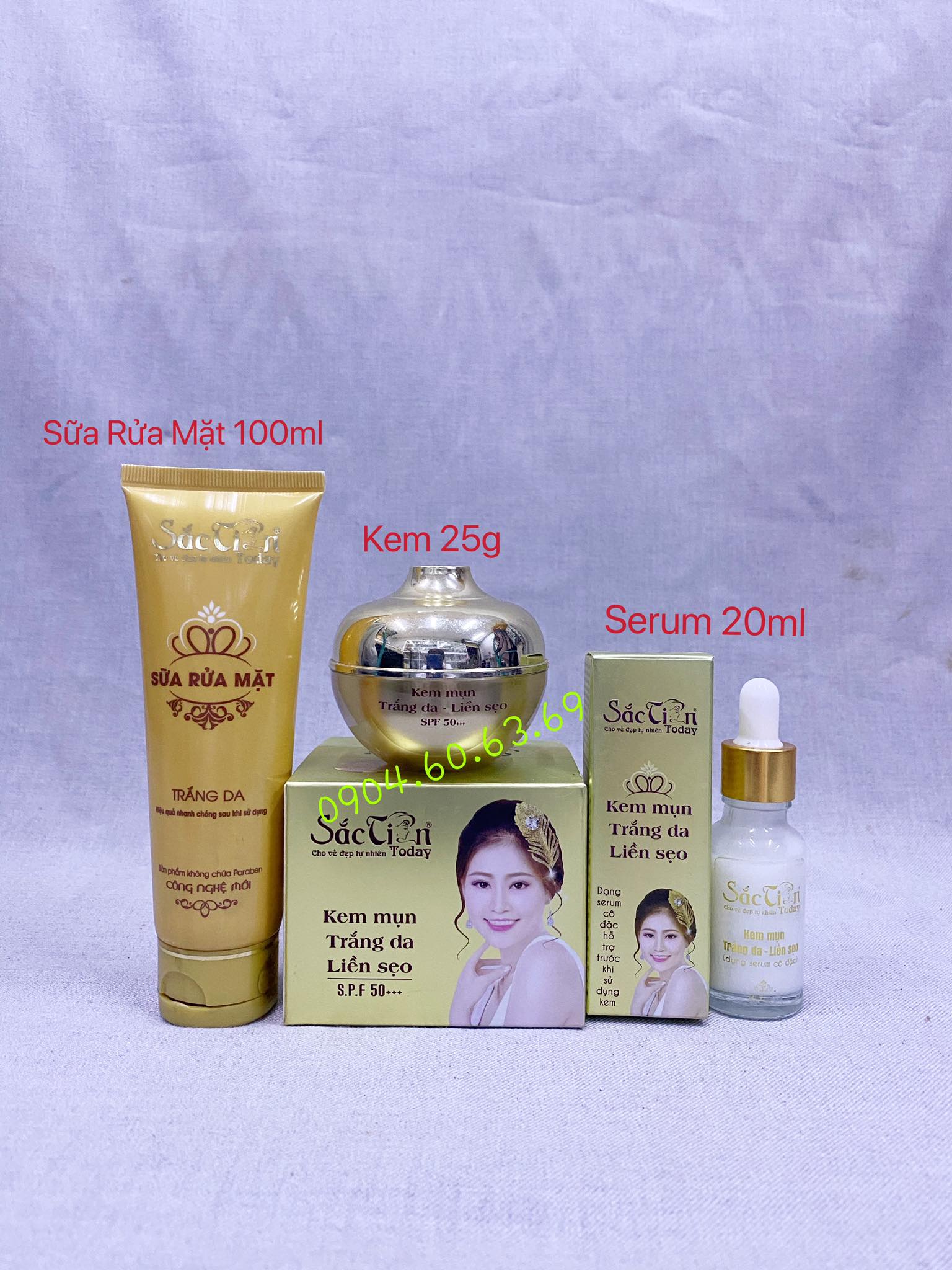 Combo kem sắc tiên 25g mụn trắng da liền sẹo 3in1