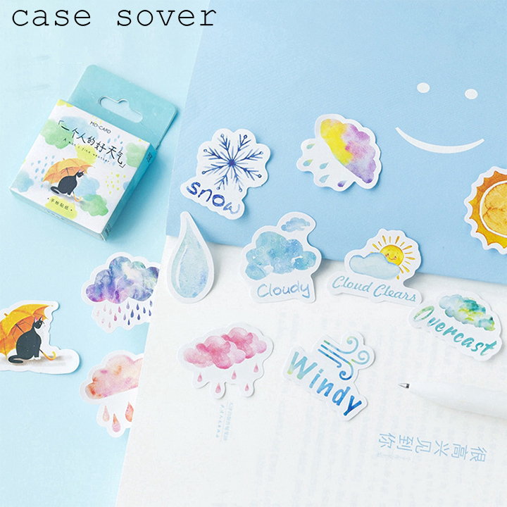 Hộp 46 Sticker Chủ Đề Mèo Thời Tiết Trang Trí Planner - Case Sover