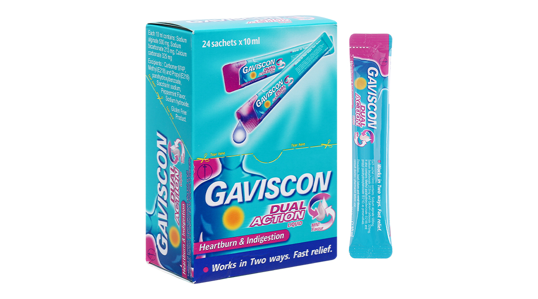 Hỗn dịch uống Gaviscon Dual Action hỗ trợ trào ngược dạ dày, thực quản 24