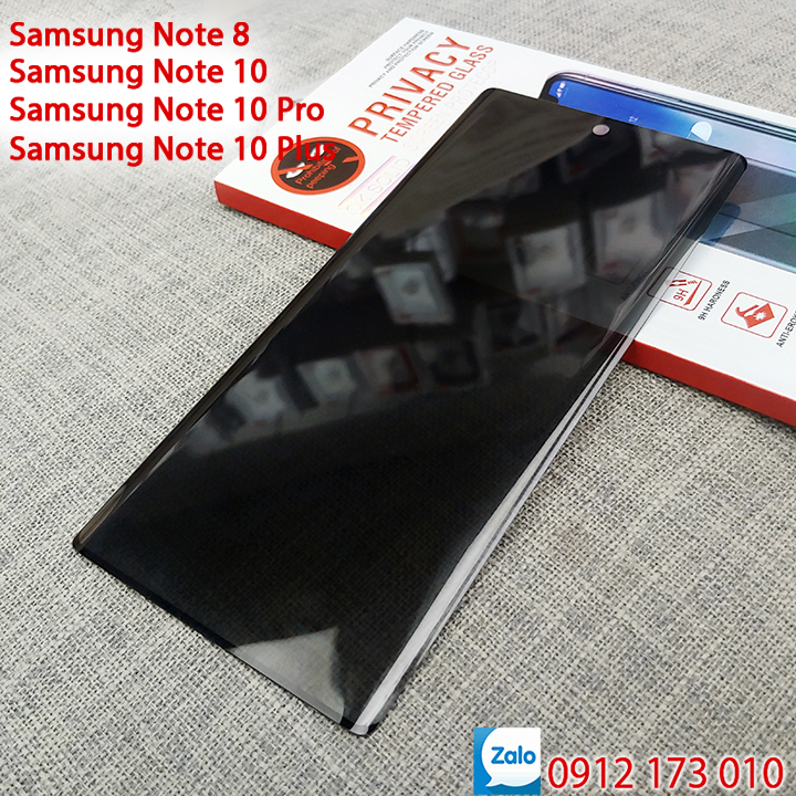 Kính chống nhìn trộm Samsung Galaxy Note 8 - Note 10 - Note 10 Plus - Note 10 Pro full màn hình 9D /