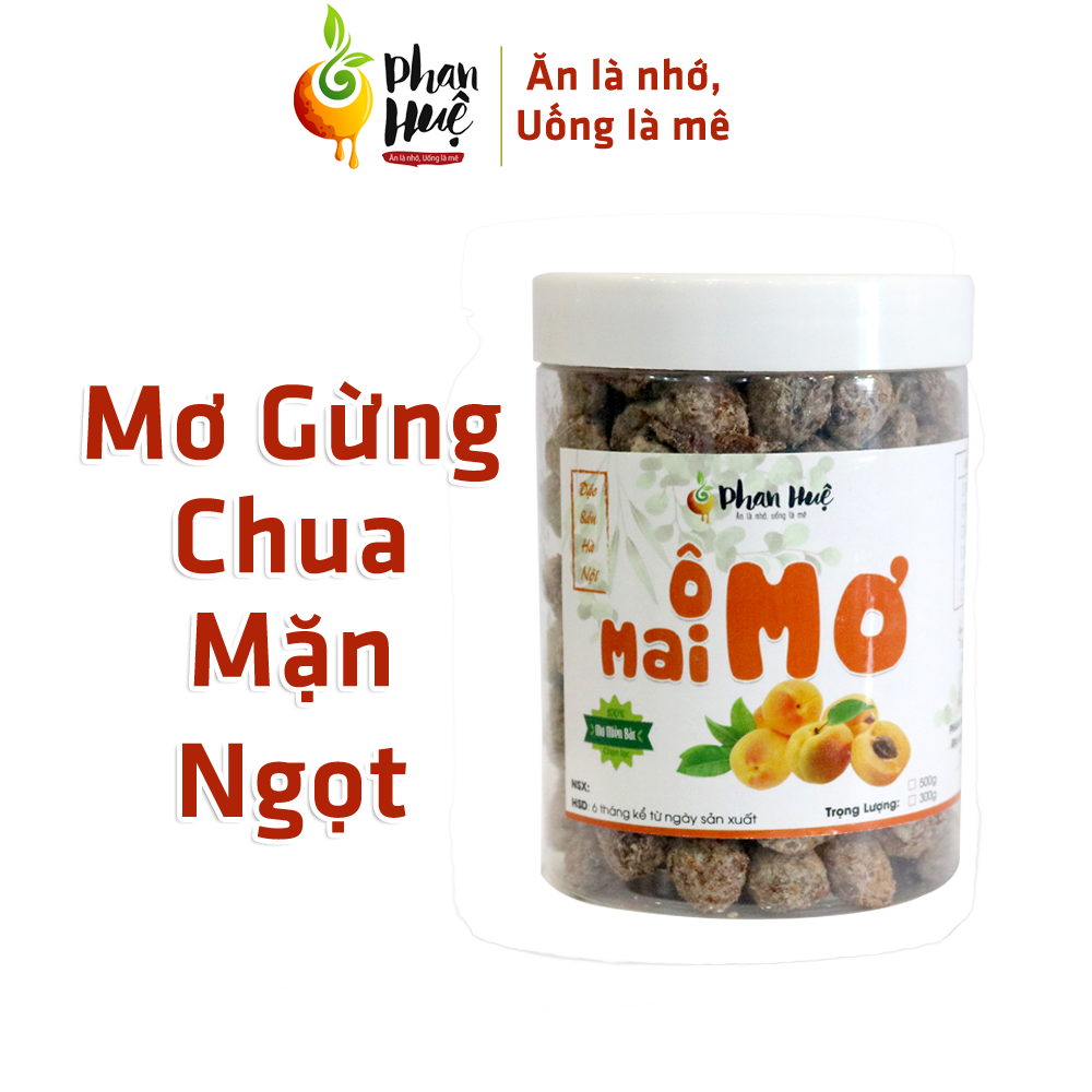 Mơ Gừng Chua Mặn Ngọt Hà Nội Phan Huệ  500gr. Mơ Miền Bắc chọn lọc. Vị chua, cay, mặn, ngọt ngon khó cưỡng, Ăn là Nhớ. Đặc Sản Hà Nội