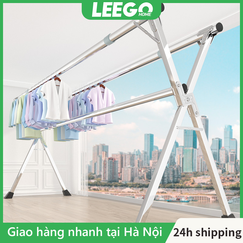 Leego Giàn Phơi Quần Áo Thông Minh Sào Phơi Inox Gập 304 100% Kính thiên văn 30 móc cố treo định Bảo Hành 3 Tháng