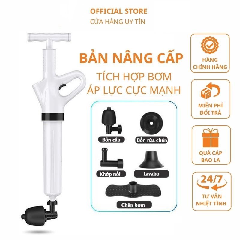 Súng Thông Bồn Cầu, Chậu Rửa Bát, Bồn Tắm - Mẫu Mới 2023 GOVIS - Khí Nén AGT Cực Mạnh 8kg - Thép Không Gỉ, Nhựa Abs – HÀNG CHÍNH HÃNG