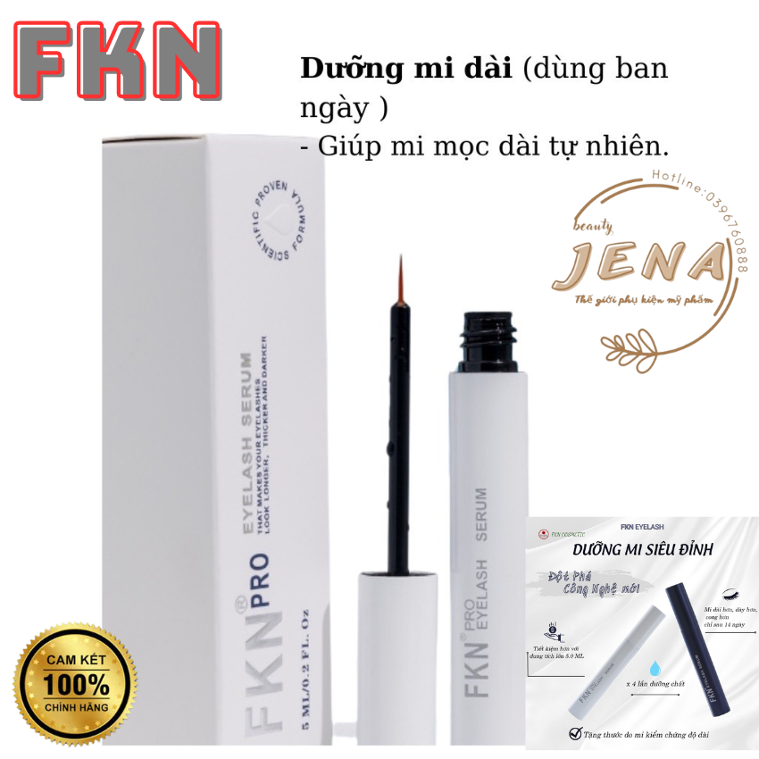 Combo serum dưỡng mi dài dày mày và cong fkn pro eyelash ngày và đêm chính hãng 5ml
