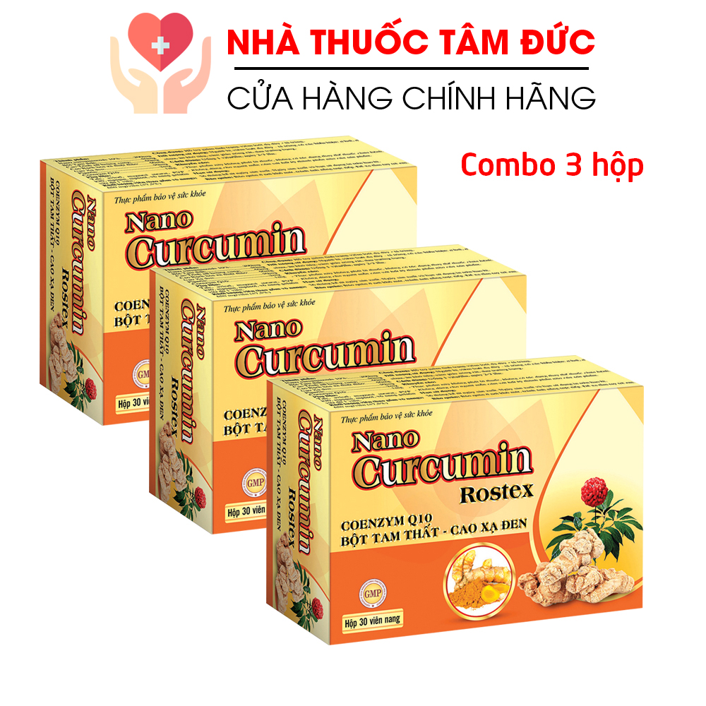 Combo 3 hộp Viên tinh nghệ Nano Curcumin Gold Tam Thất Xạ Đen giảm viêm loét dạ dày tá tràng - Hộp 30 viên
