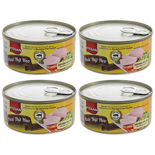 Combo 4 pate thịt heo vissan hộp 170g date mới 2026