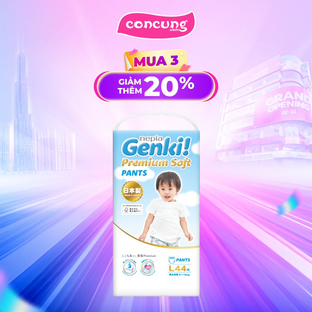  Tã quần Nhật Bản cao cấp Genki  L 44 miếng  