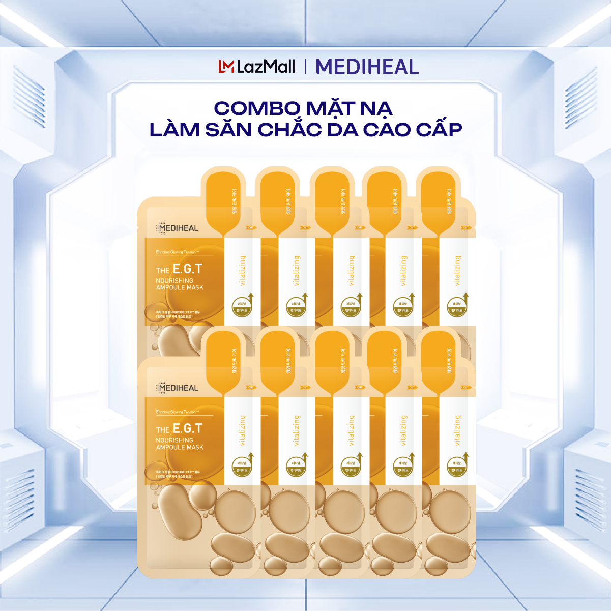 Combo 10 Miếng Mặt Nạ E.G.T Nuôi Dưỡng, Săn Chắc Làn Da Mediheal The E.G.T Nourishing Ampoule Mask 27ml
