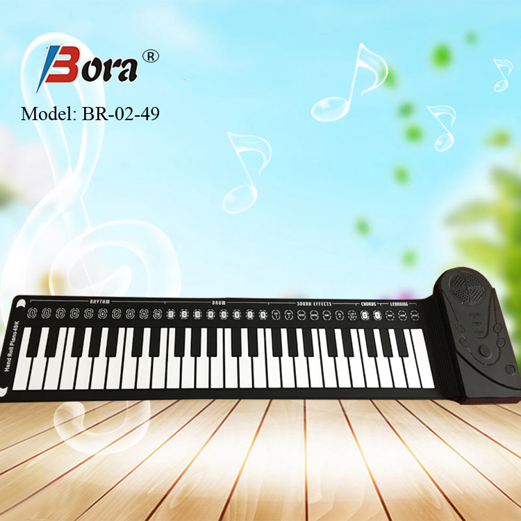 Đàn piano điện tử , đàn piano điện tử phím cuộn silicon kèm loa Bora - 49 Phím cảm ứng lực Midi Keyboard Controllers PJ49.