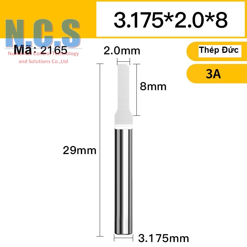 Huhao - mũi dao cắt cnc 3a 3.175x2x8, 1 lưỡi đáy phẳng cắt mica, tấm alu-composite