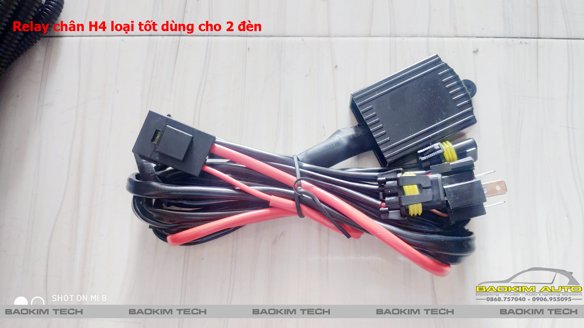 (Giảm giá) Bộ dây Relay (Rờ le), dây giật cho đèn Bi Xenon/ Bi Led (đèn chính hoặc đèn gầm) 40A-12V chân H4/ chân đa năng..