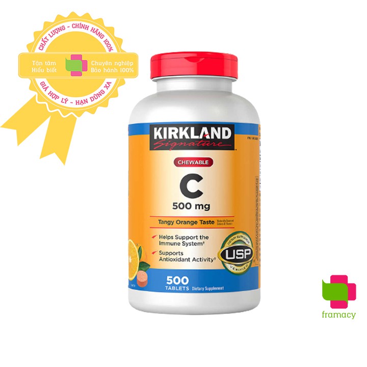 Viên uống Kirkland Vitamin C 500mg, Mỹtăng cường đề kháng