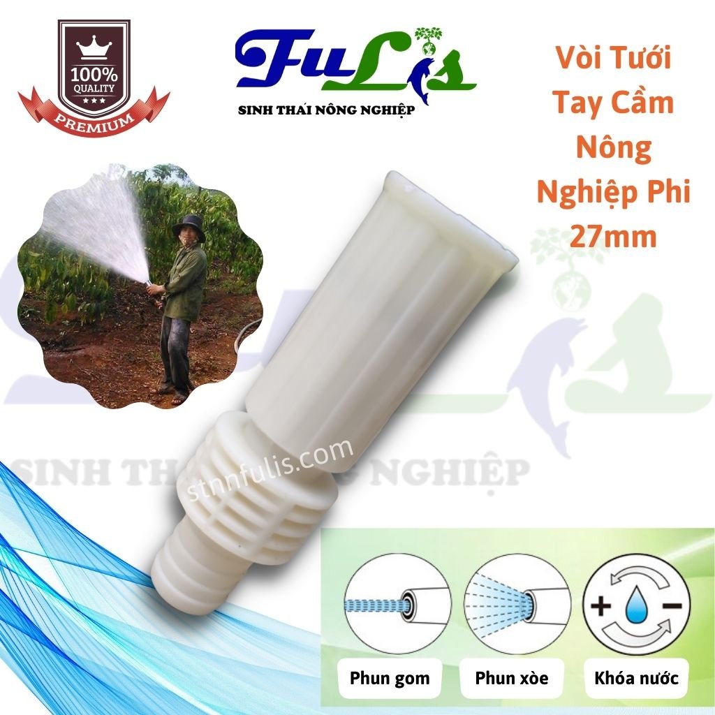 Vòi tưới nông nghiệp tay cầm nhựa ABS dùng ống nối phi 27 mm