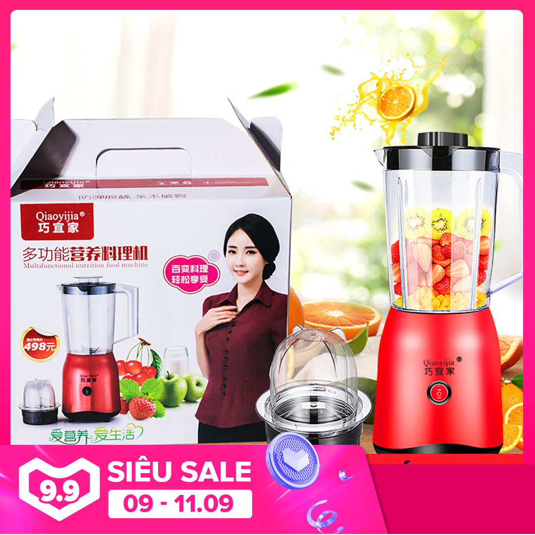 Máy xay sinh tố đa năng, xay hoa quả, thịt cá, xay đá, xay hạt cứng Cối nhựa cao cấp chịu lực siêu bền,lưỡi dao Inox, Bảo hành 3 năm