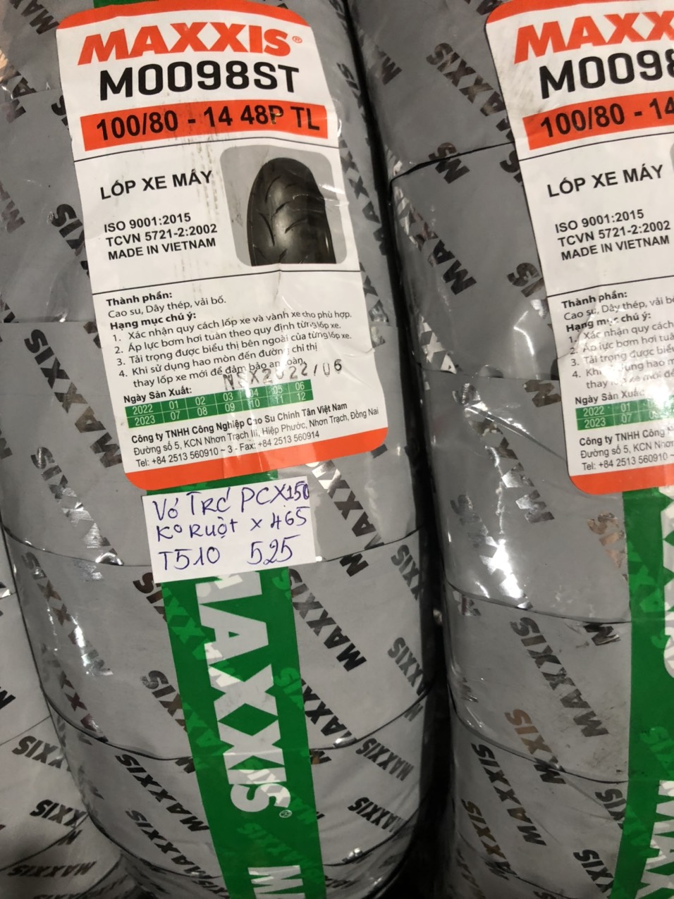 Vỏ trước pcx 150 - sau ab 150 - vỏ maxxis 100/80-14 vỏ không ruột