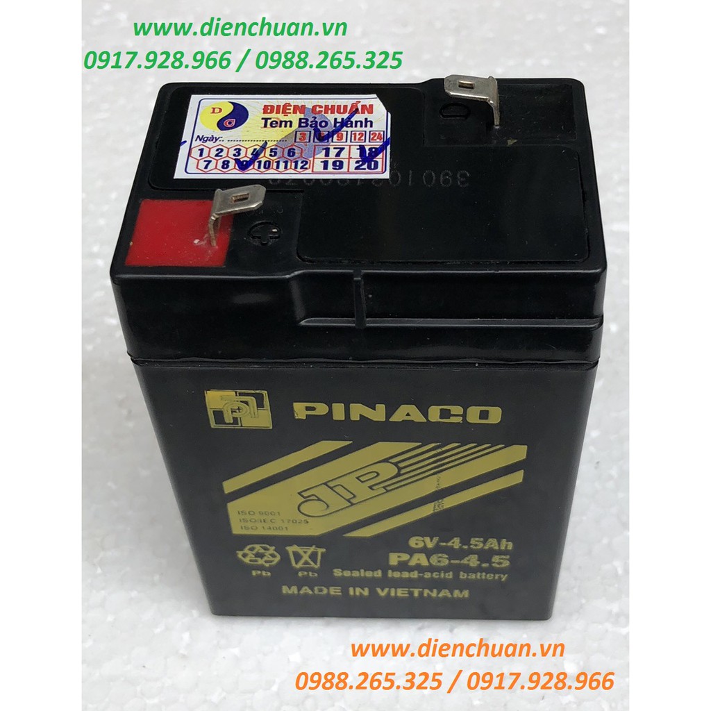 Ắc quy Pinaco 6V 4.5ah chuyên dùng cho xe điện trẻ em, cân điện tử, quạt tích điện, đèn sạc