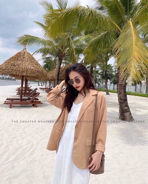 áo blazer nữ dáng rộng 2 khuy chất tuyết mưa cao cấp