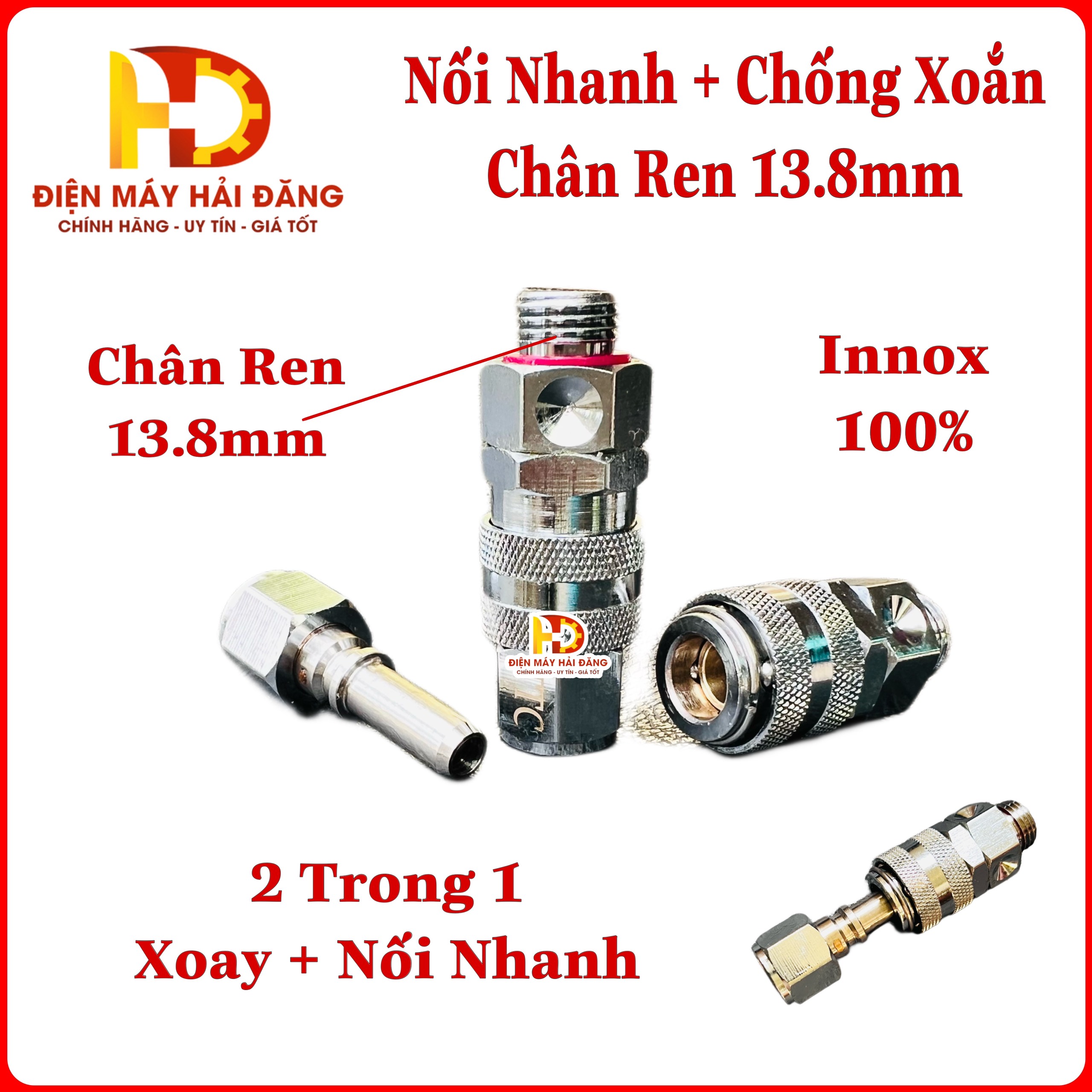 Ốc chống xoắn dây kết hợp khớp nối nhanh (2 trong 1) ren 13.8mm Hiệu Oring Và TTC . Chất lượng tốt.