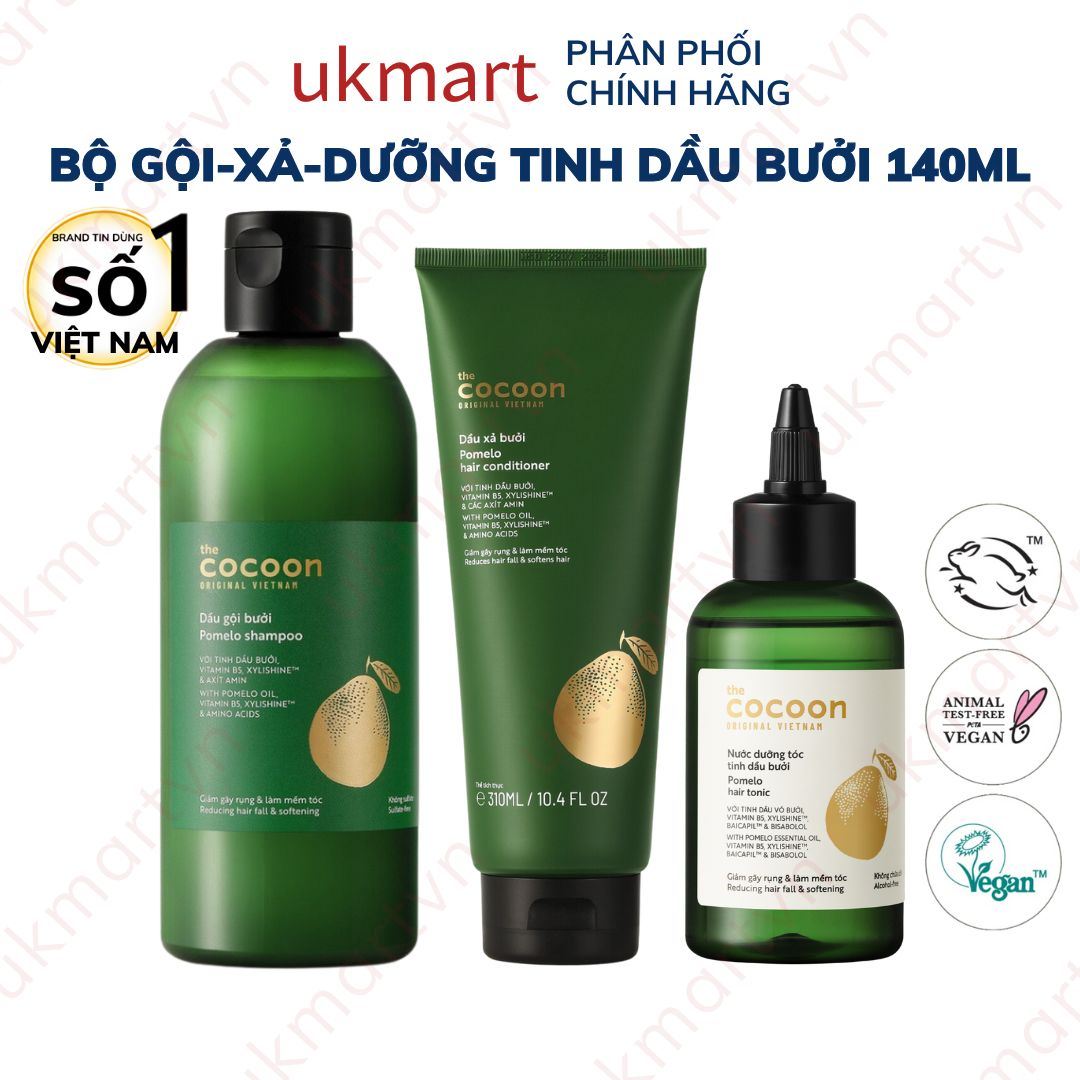 Dầu Gội Dầu Xả Nước dưỡng tóc tinh dầu Bưởi Cocoon Giảm Rụng & Kích Thích Mọc Tóc 310ml Pomelo Shampoo & Conditioner