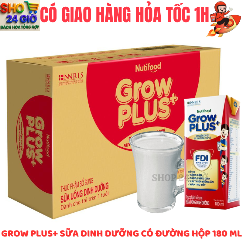 [ CHỈ GIAO CHO ĐƠN HỎA TỐC Ở HCM ] Sữa Bột Pha Sẵn Nutifood Growplus  Có Đường đỏ 180ml