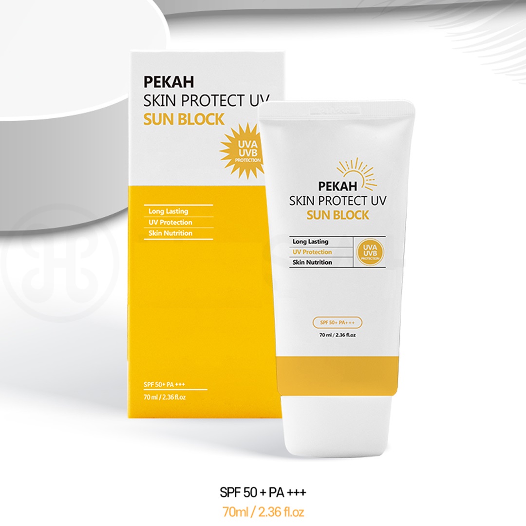 Kem chống nắng vật lý PEKAH Hàn Quốc bảo vệ khỏi tia nâng tone nhẹ UV Skin Protect UV Sun Block SPF 50+ PA+++ 70ml