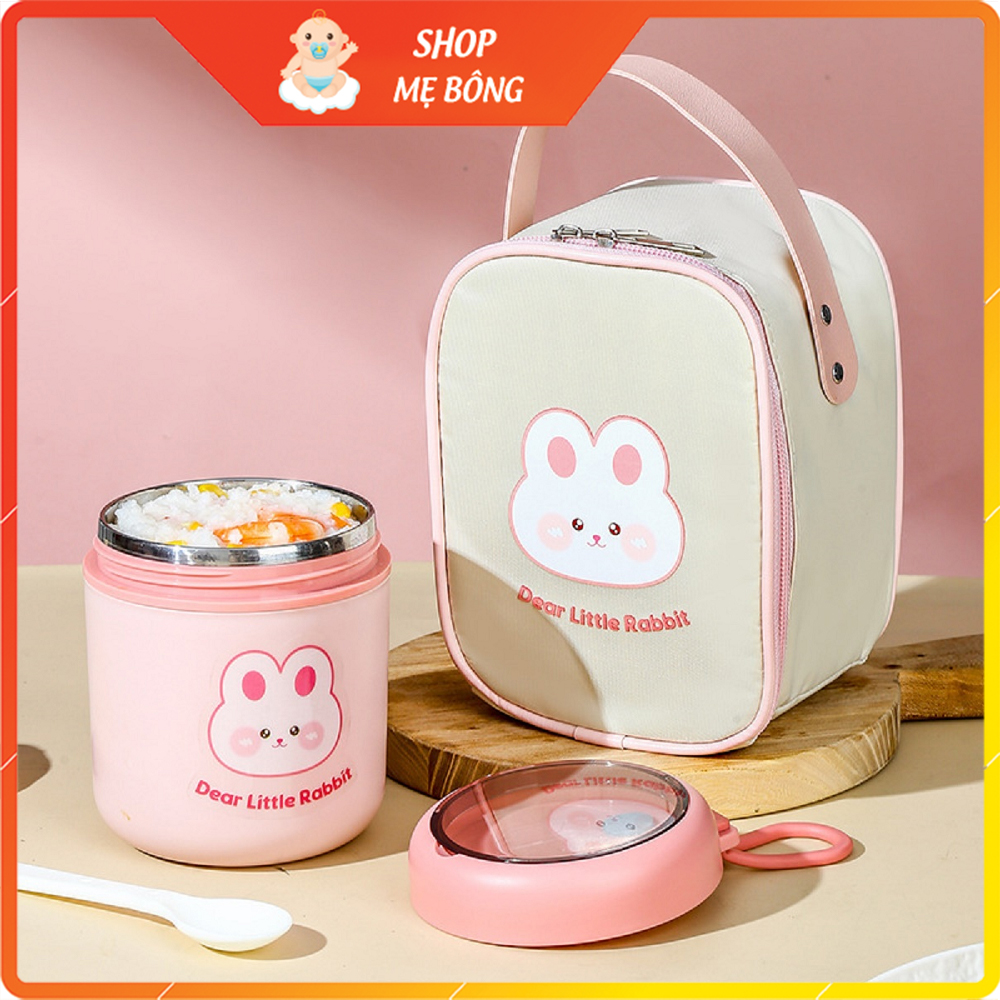 Cốc đựng cháo giữ nhiệt siêu tốt kèm muỗng và có quai xách rất tiện lợi dung tích 530ml