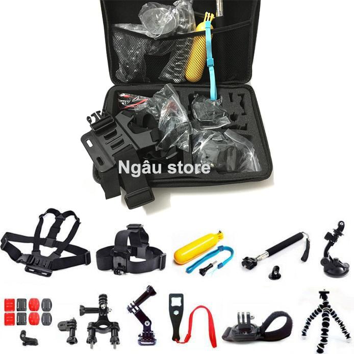 Bộ phụ kiện Gopro Hero 9 8 7 6 5 4 - và camera hành động SJcam Xiaomi Yi (có vali đựng)