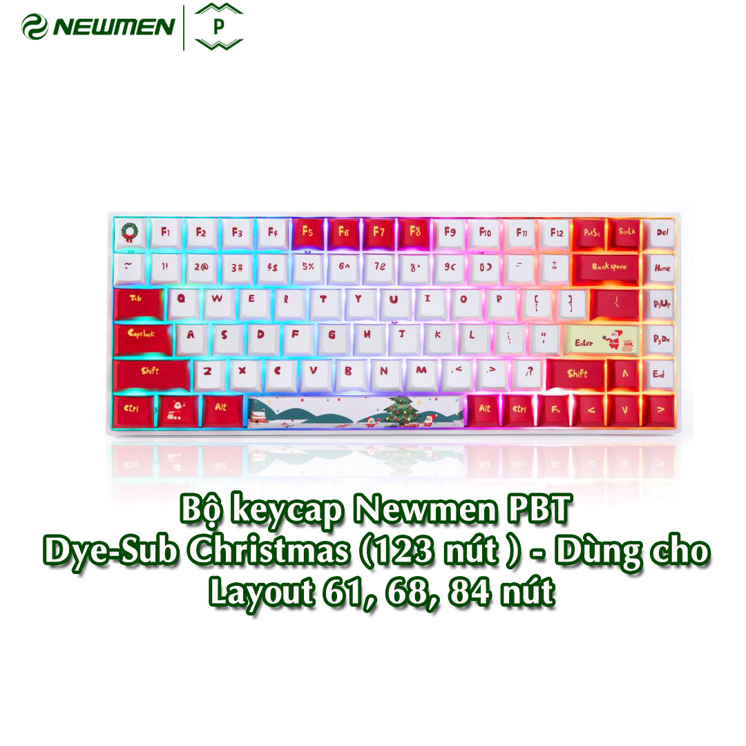 Bộ Keycap Newmen PBT Dye-Sub Christmas (123 Nút ) - Dùng Cho Layout 61, 68, 84 Nút