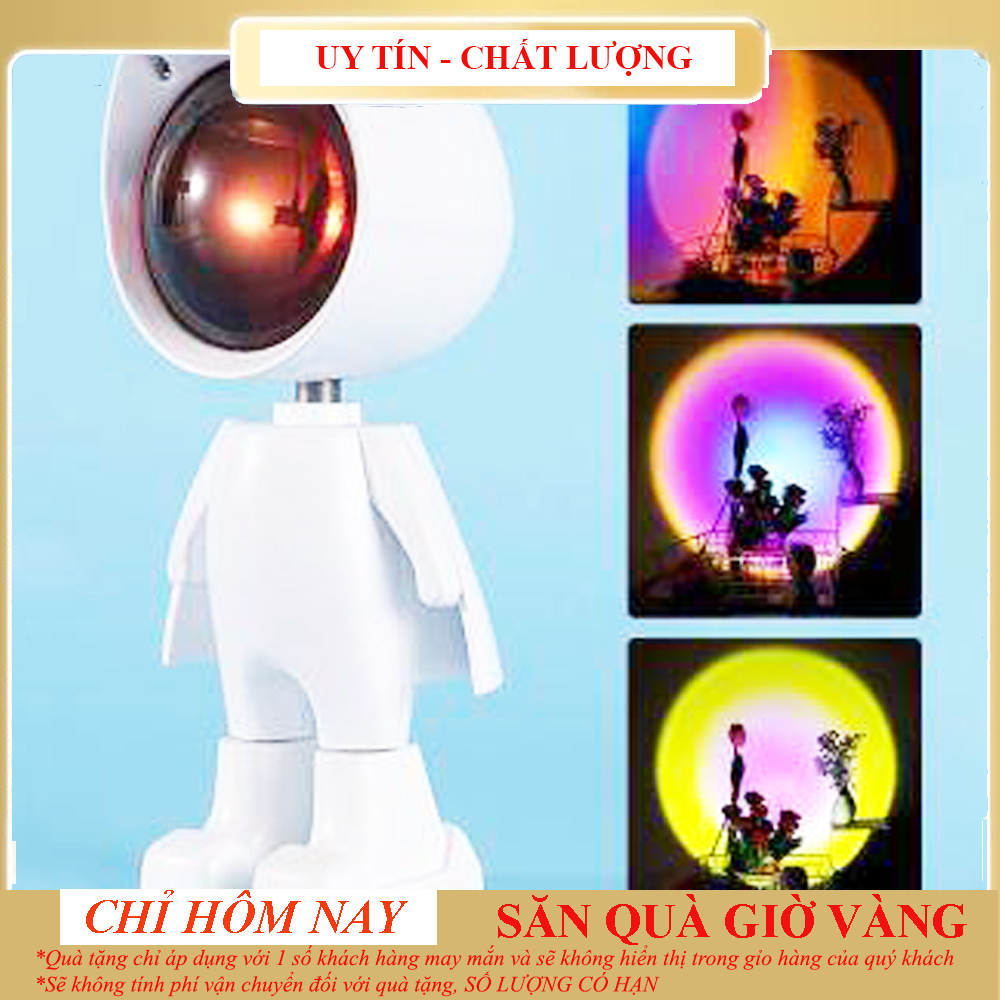 Đèn ngủ robot thông minh[HÀNG HOT]- Đèn Chiếu Hoàng Hôn Cầu Vồng Lãng Mạn Hình Robot Đèn LED Tạo Không Khí Máy Chiếu Màu Tháo Rời 360 ° Ánh Sáng Ban Đêm USB Bảng Đèn Trang Trí Tường Phông Nền Chụp Ảnh Quà Tặng Sinh Nhật Trang Trí
