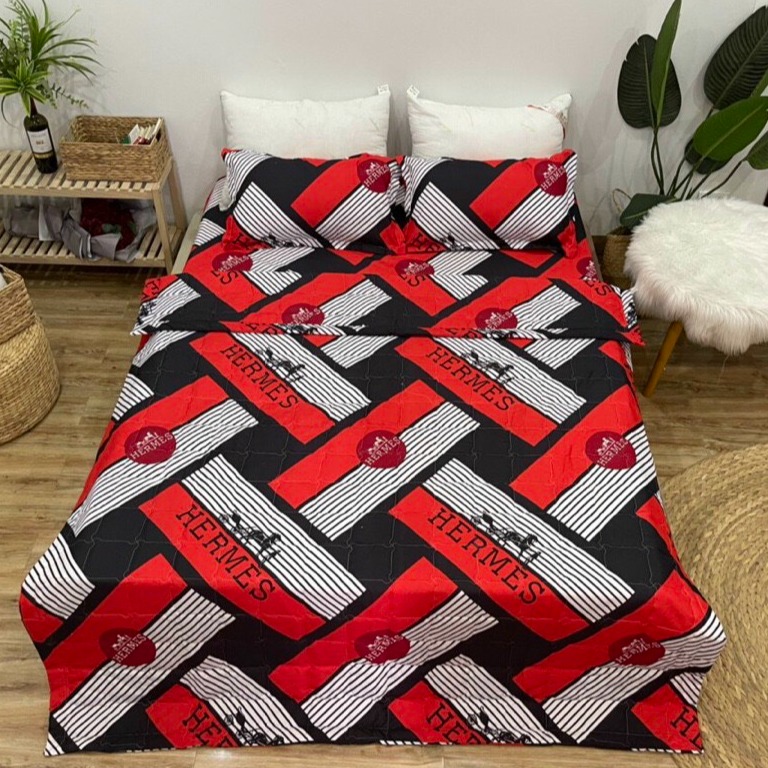 Bộ chăn ga gối cotton poly - hình hm tiệm nhà cá