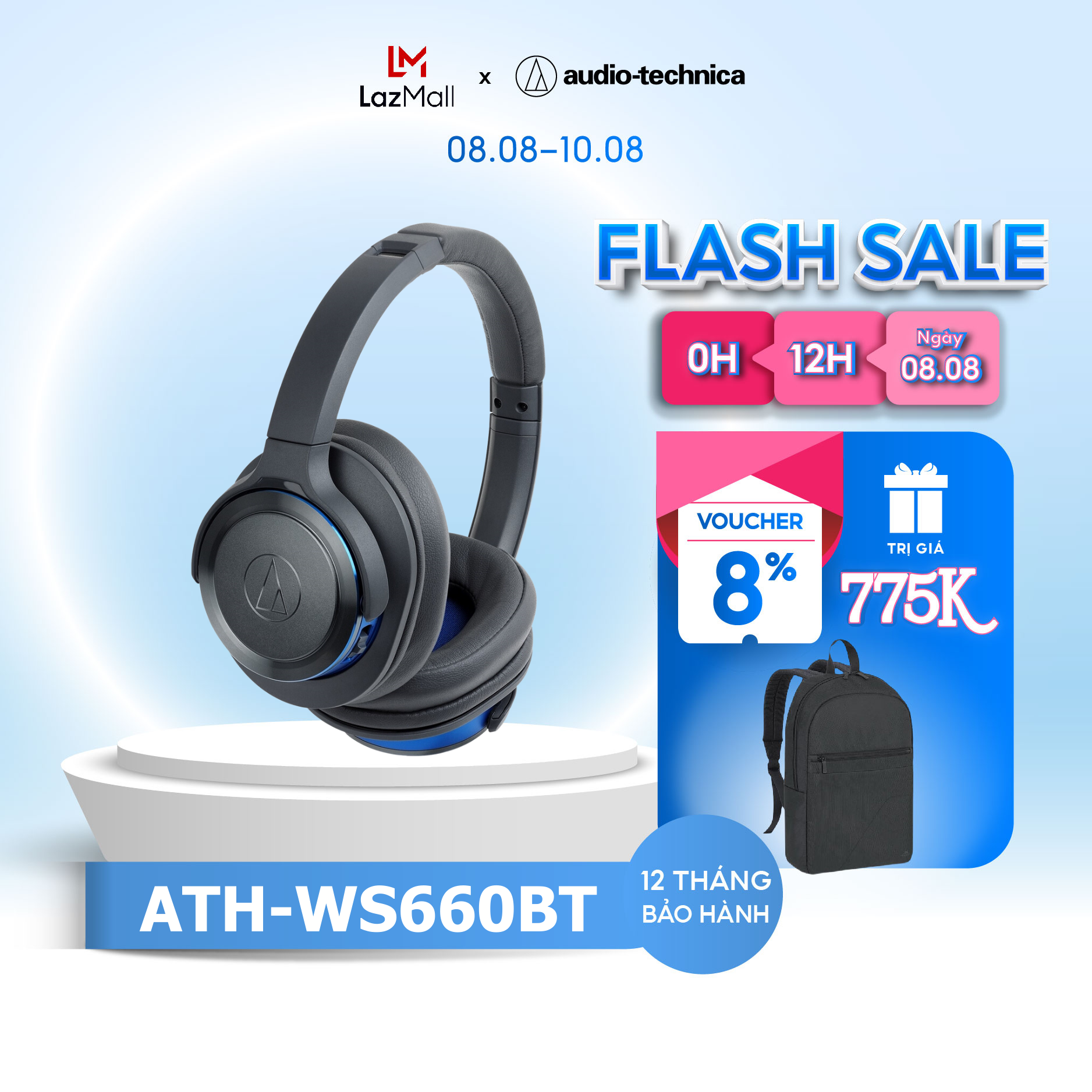Tai Nghe Choàng Đầu Bluetooth 4.1 Audio-Technica Solid Bass ATH-WS660BT